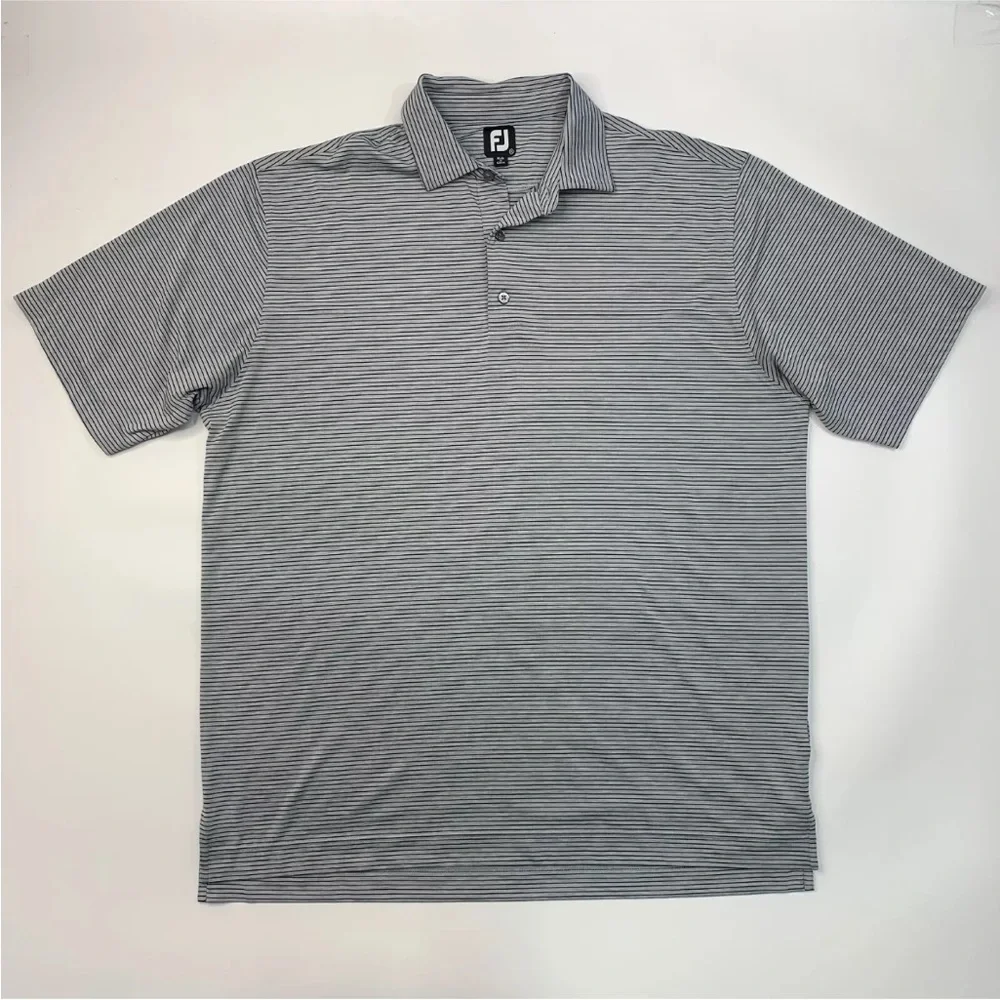 FootJoy Men’s Striped Golf Polo Shirt – Size XXL - Grey and Black - Picture 2 of 6